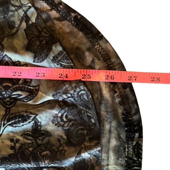 Chances R Black Tan Floral Burnout Sheer Roll Tab Sleeve Blouse Top Small Boho - Picture 8 of 8